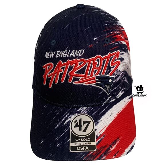 '47 Brand Solo Stretch Fit New England Patriots NFL Football Embroidered Hat Cap - Picture 1 of 12
